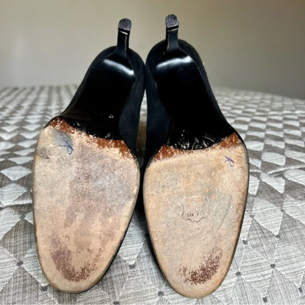 Stuart Weitzman‎ Black Suede Chic Heeled Ankle Boots Booties Back Zip Women 9.5
